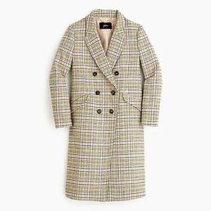 J. Crew long double-breasted topcoat in plaid